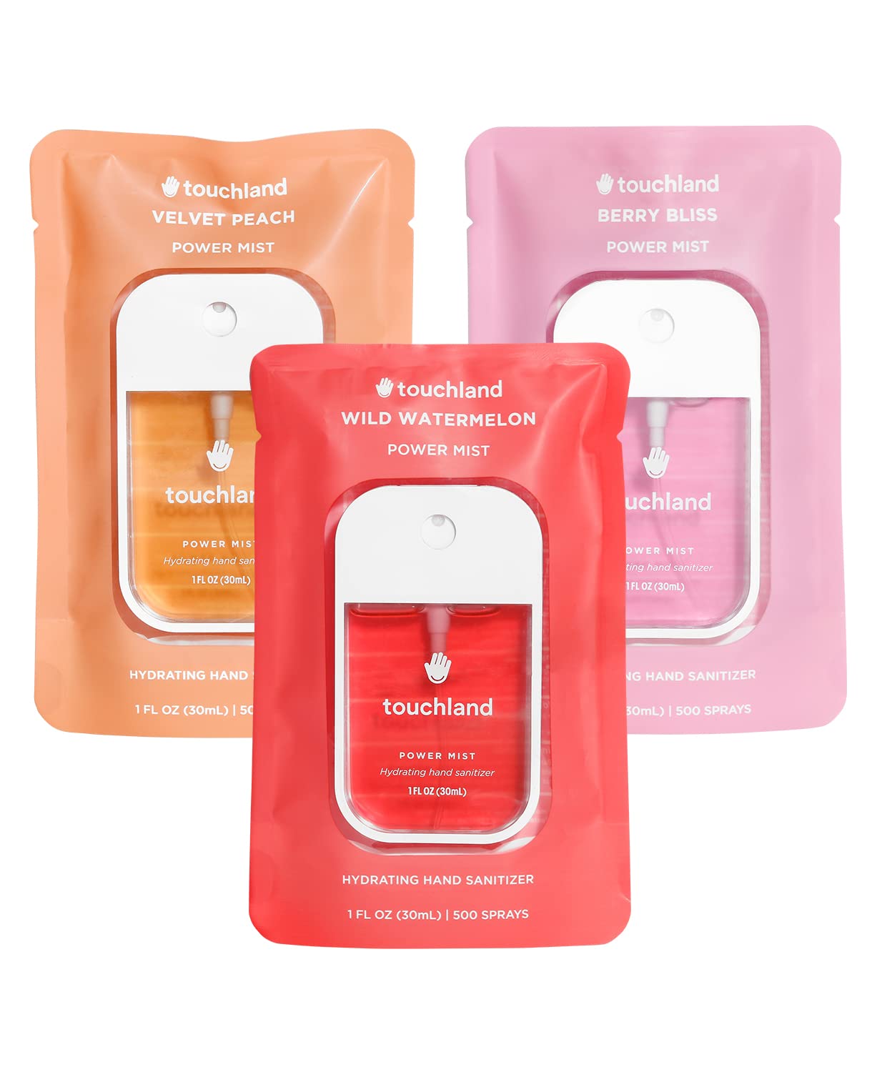 Touchland Power Mist Drėkinamasis rankų dezinfekavimo purškiklis, 3 vnt. rinkinys