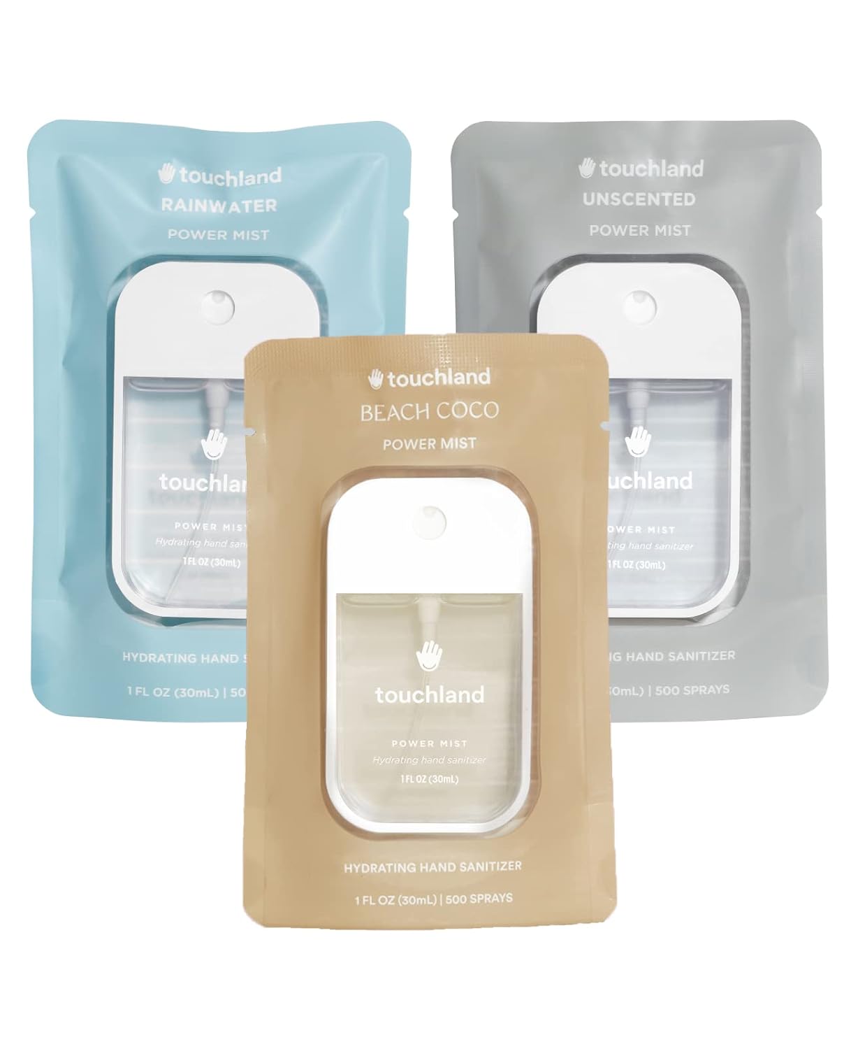 Touchland Power Mist Drėkinamasis rankų dezinfekavimo purškiklis, 3 vnt. rinkinys