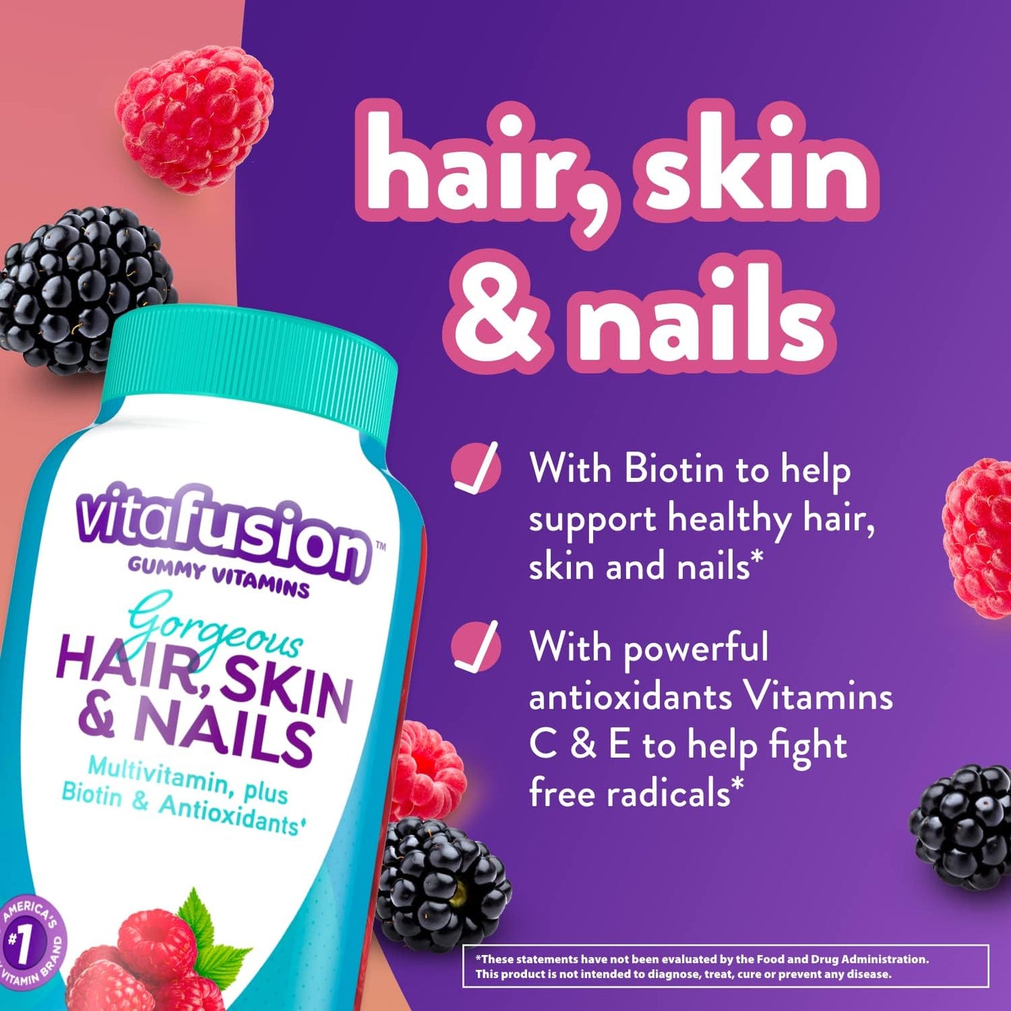 Vitafusion Gorgeous Hair, Skin & Nails Multivitamin plus Biotin and Antioxidant Vitamins C&E