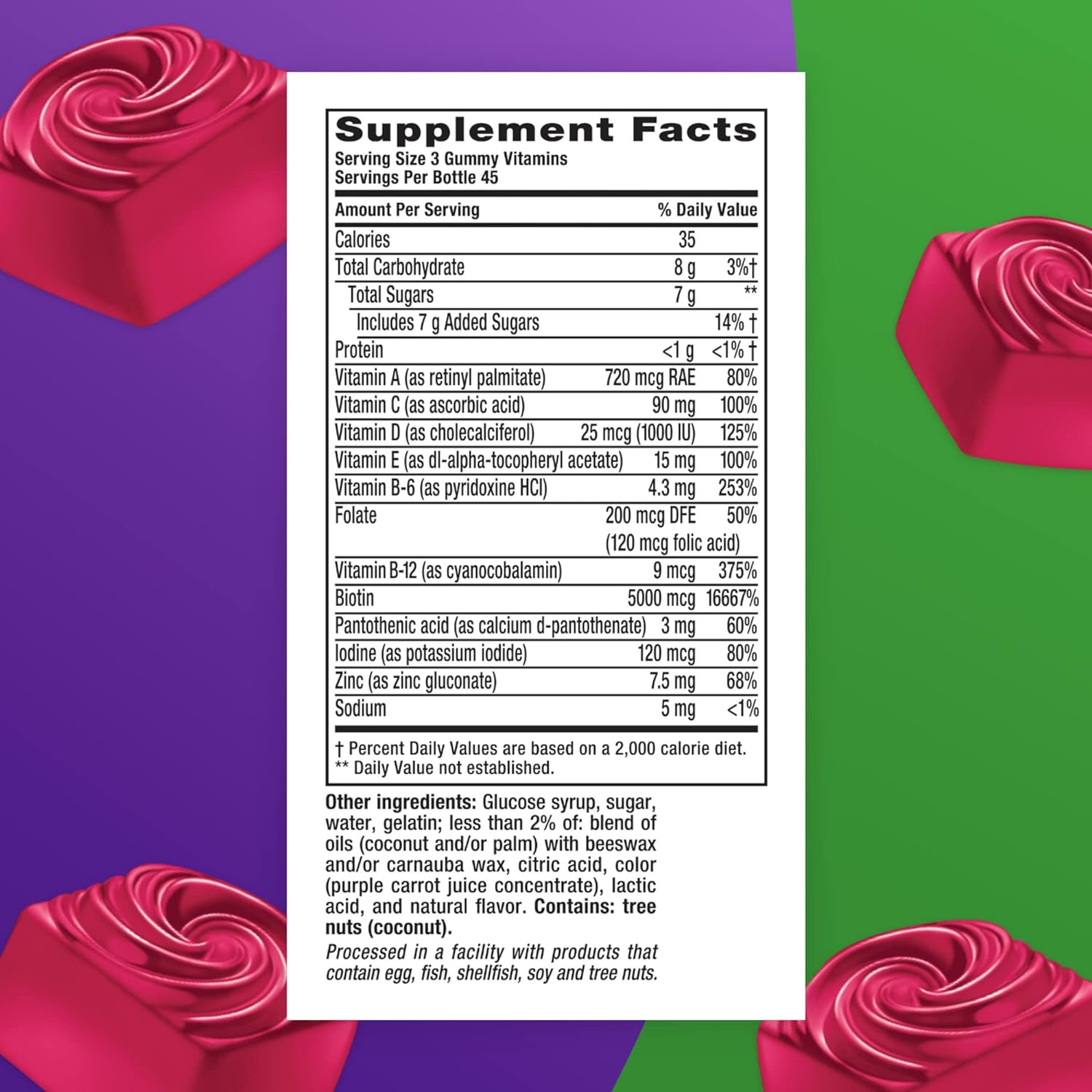 Vitafusion Gorgeous Hair, Skin & Nails Multivitamin plus Biotin and Antioxidant Vitamins C&E