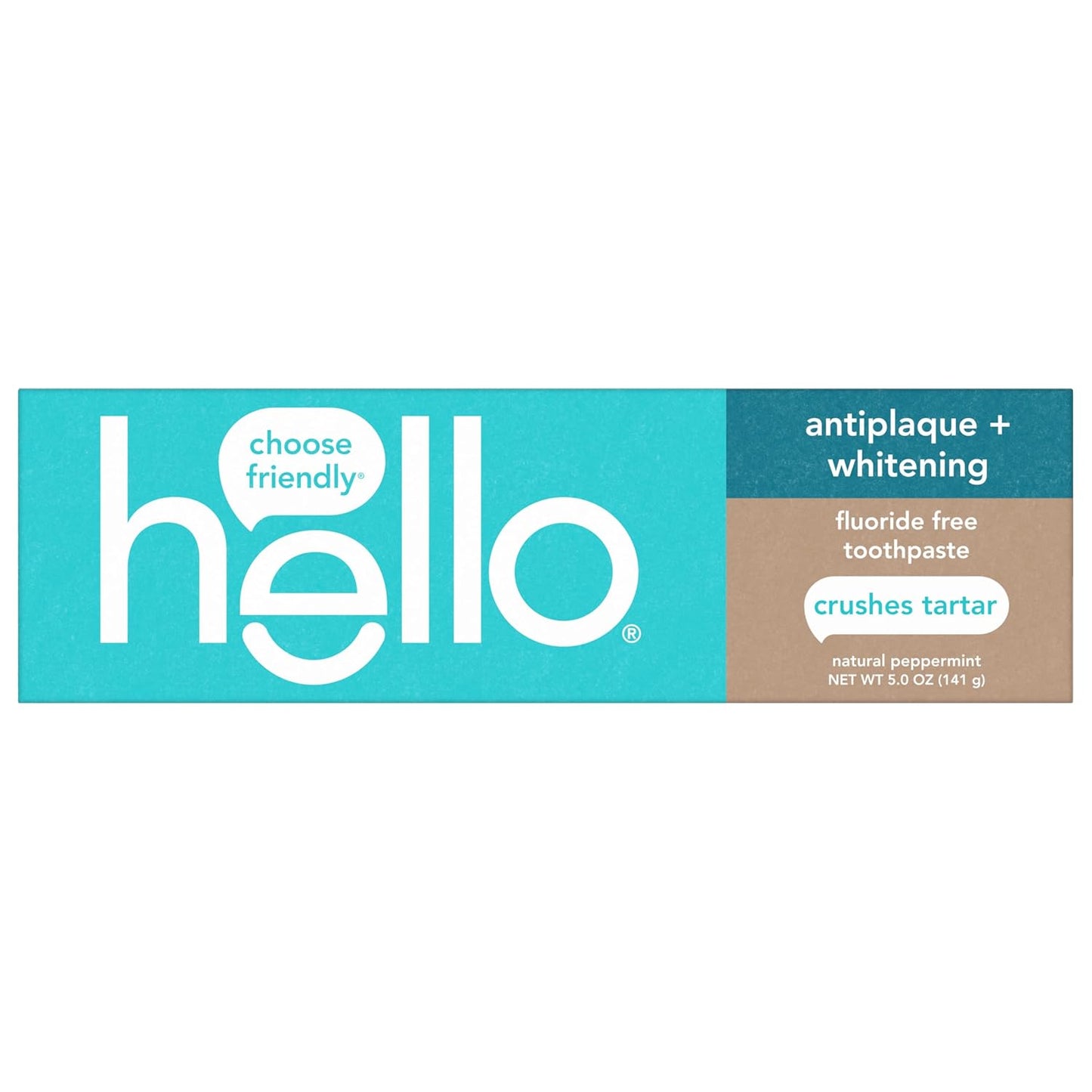 Hello dantų pasta nuo apnašų ir balinanti, be fluoro, natūralaus pipirmėčių skonio, su arbatmedžio aliejumi, 5 oz (3 vnt.)