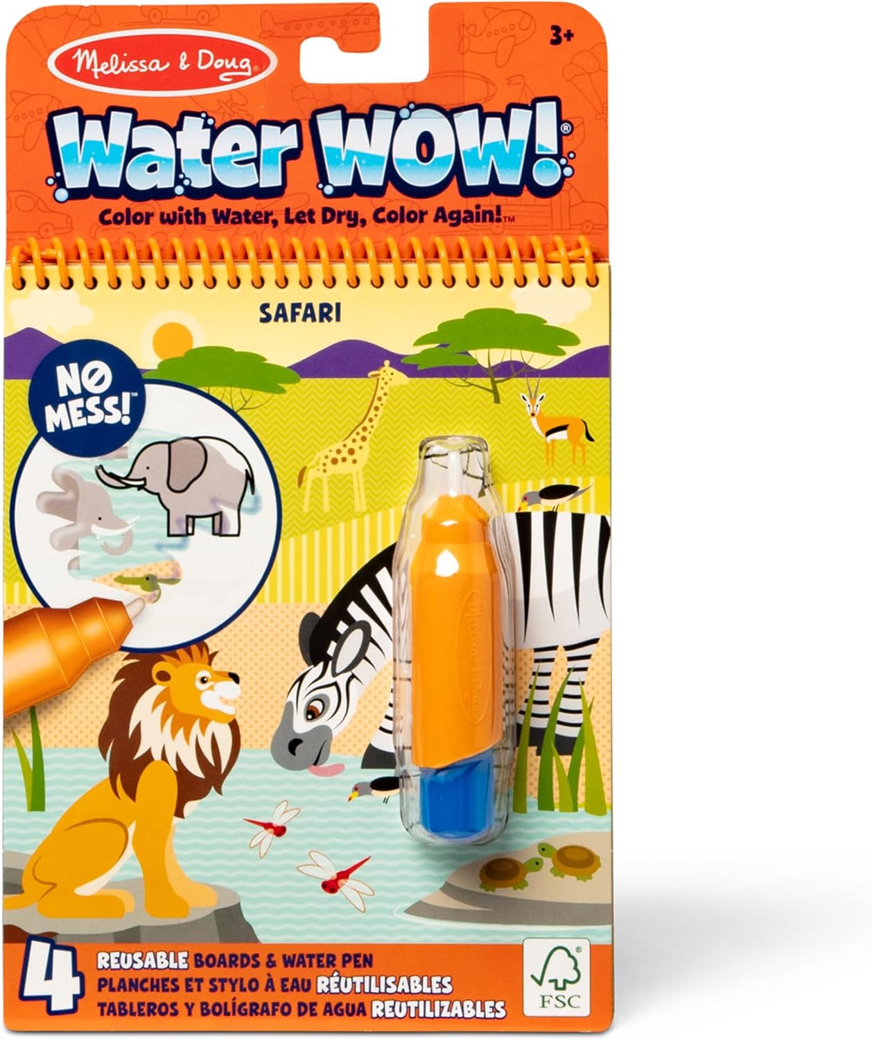 Melissa & Doug on the Go Water Wow! Daugkartinio naudojimo spalvinimo knygelė su vandens rašikliu vaikams