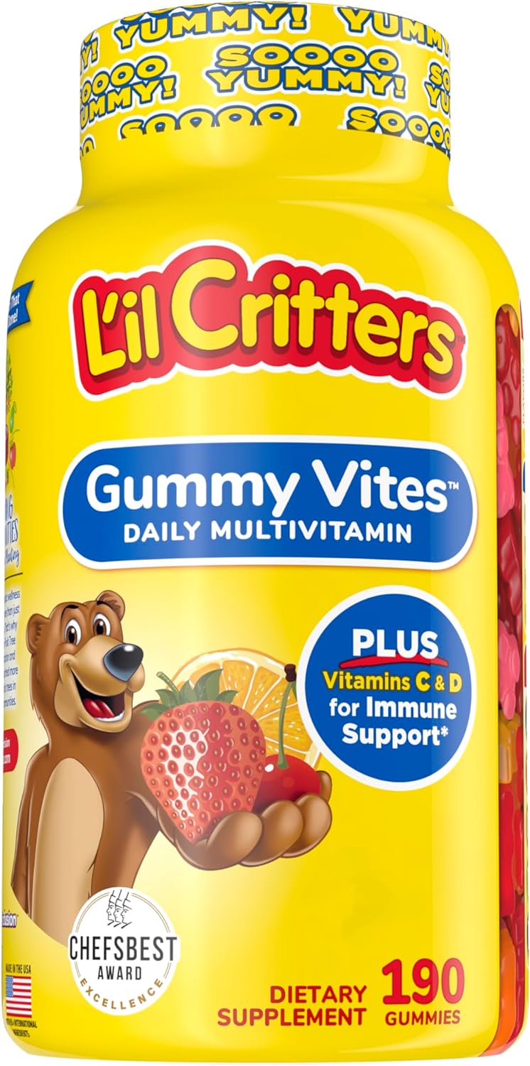 L’Il Critters Gummy Vites Daily Gummy Multivitamin for Kids, Vitamin C, D3