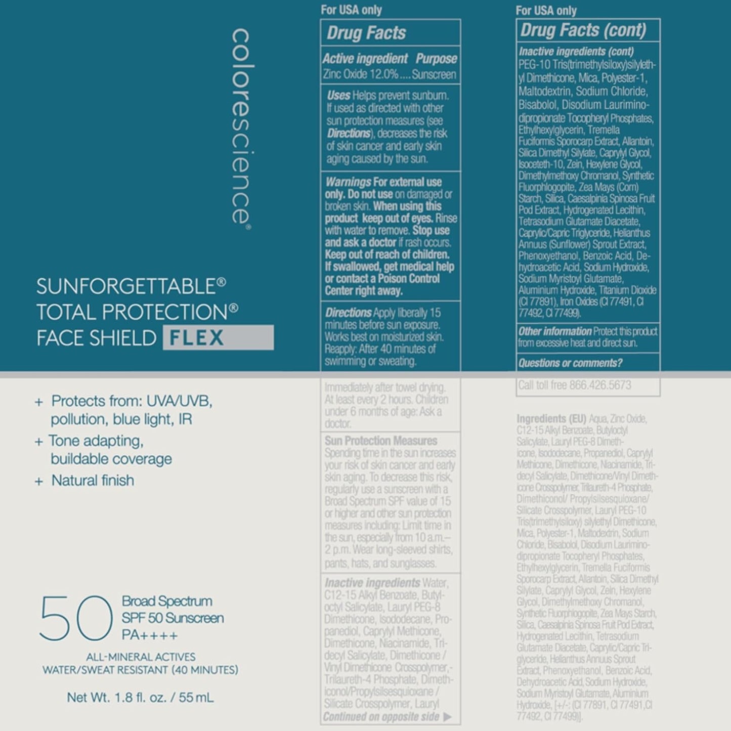 Colorescience Total Protection Veido Apsauga su Spalva, SPF 50