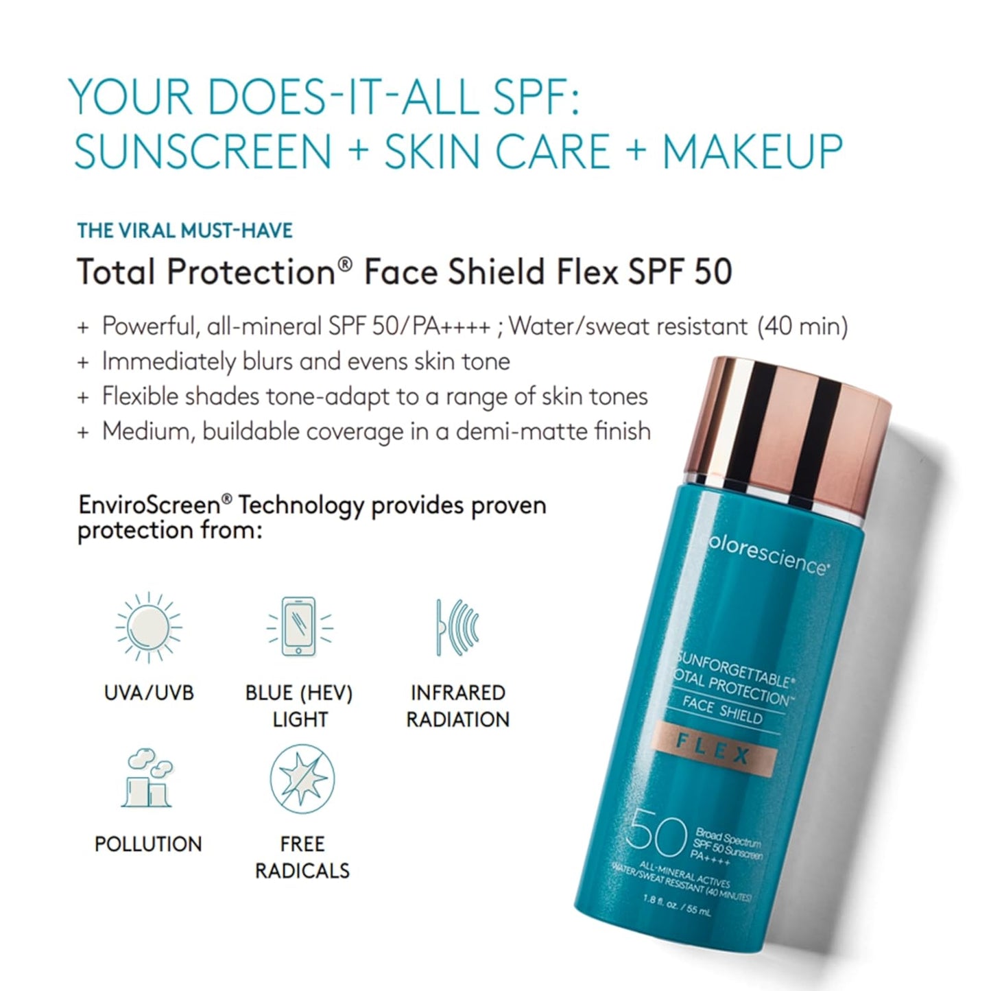 Colorescience Total Protection Veido Apsauga su Spalva, SPF 50
