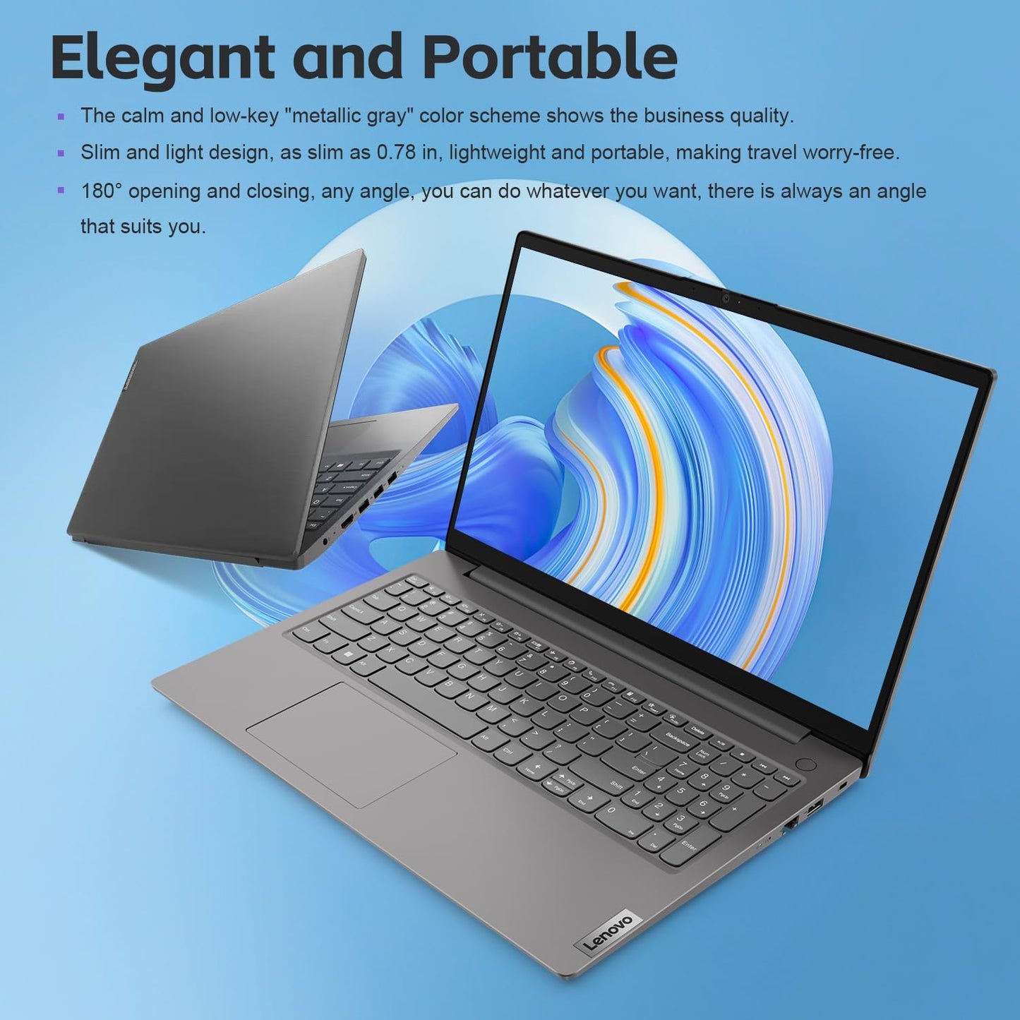 Lenovo Laptop 40GB DDR4 RAM, 1TB Pcie SSD, Wifi 6, Bluetooth, 15.6" FHD, Type-C, HDMI, Iron Grey, Windows 11 Pro, Wendbo