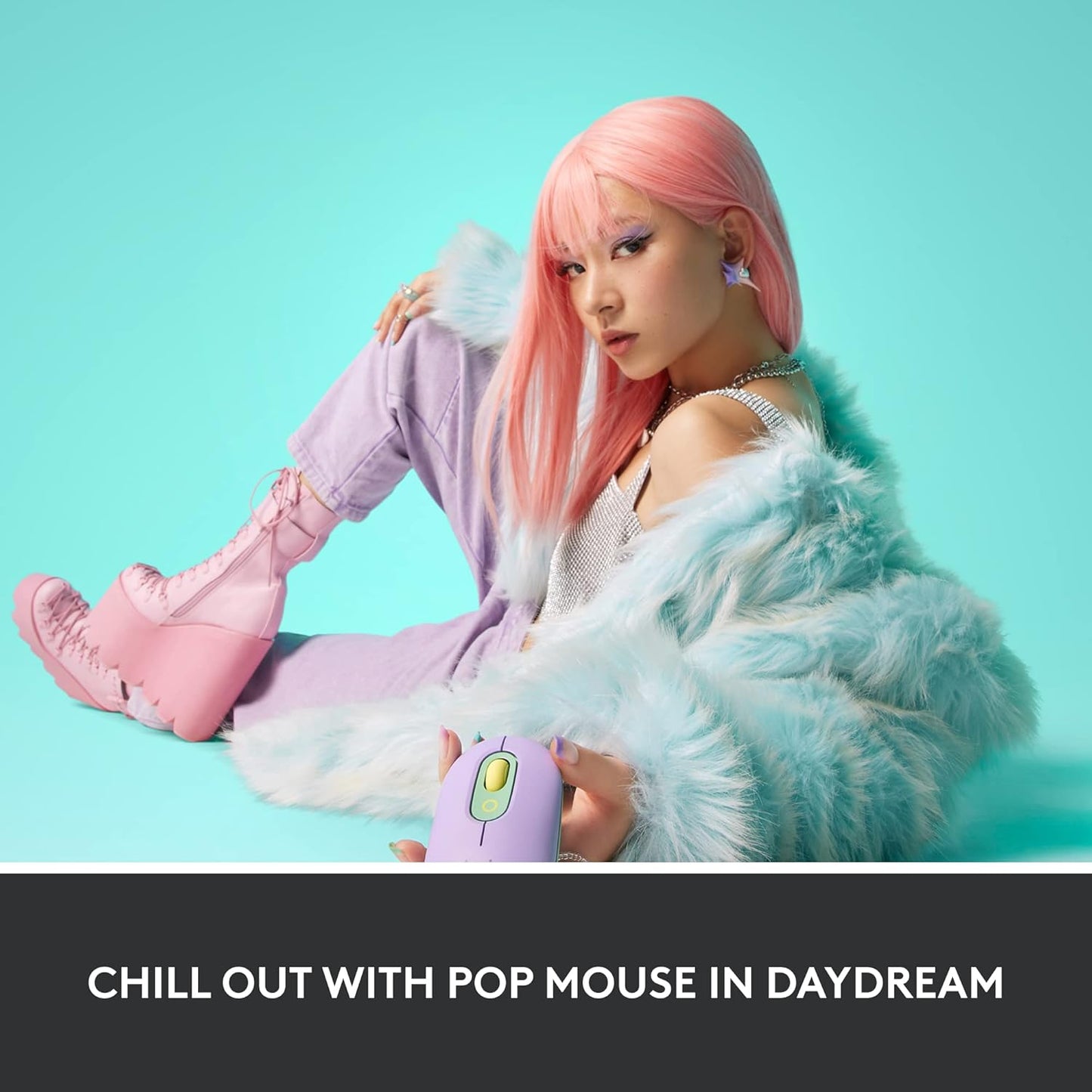 Logitech POP belaidė pelytė Mouse, Wireless Mouse with Customizable Emojis, Silenttouch Technology, Precision/Speed Scroll, Compact Design, Bluetooth, Multi-Device, OS Compatible - Daydream Mint