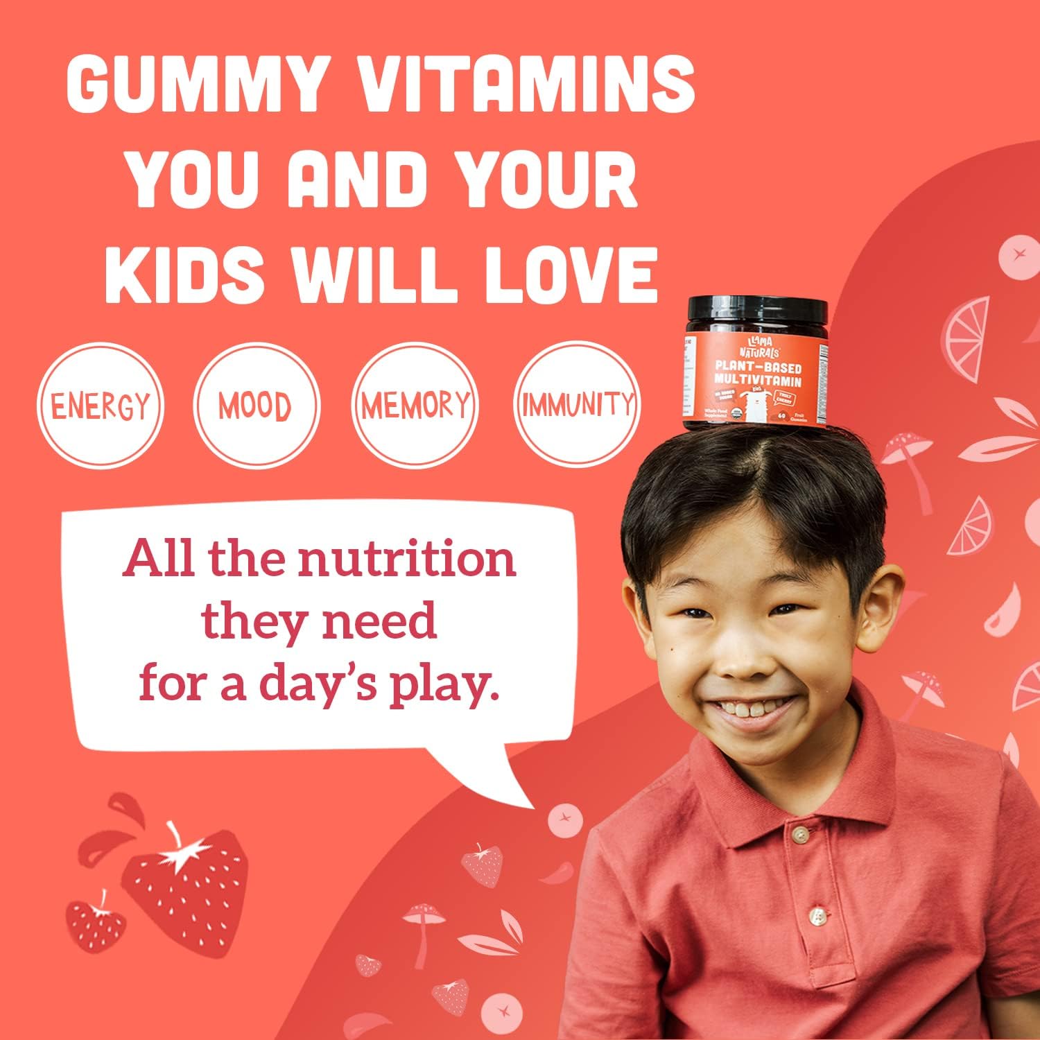 Llama Naturals Real Fruit Gummy Vitamins for Kids, No Added Sugar Cane