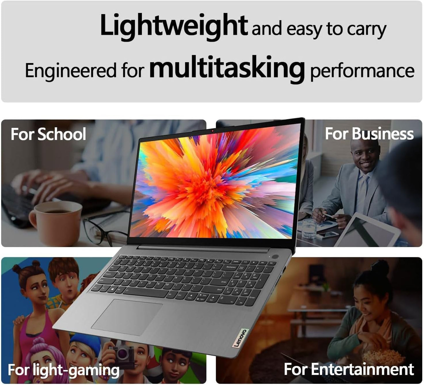 Lenovo Ideapad 1 Home Laptop, 15.6" FHD Display, Intel Celeron Dual Core Processor, 12GB RAM, 384GB Storage(128Gb Emmc + 256GB Pcie), 1 Yr Office 365, Wi-Fi 6, W11H, Additional 1 Yr ADP