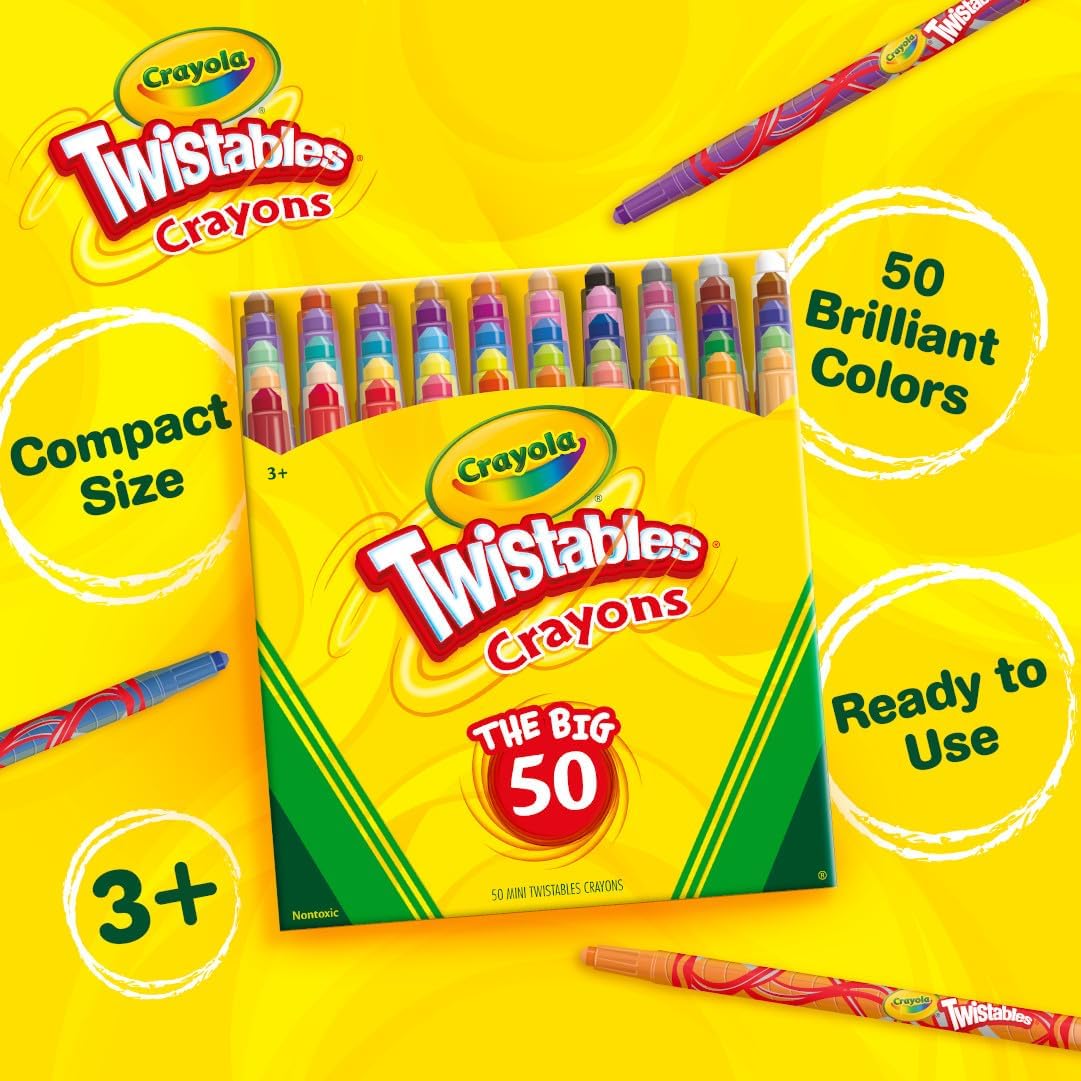 Crayola Mini Twistables kreidelės vaikams (50 vnt.)