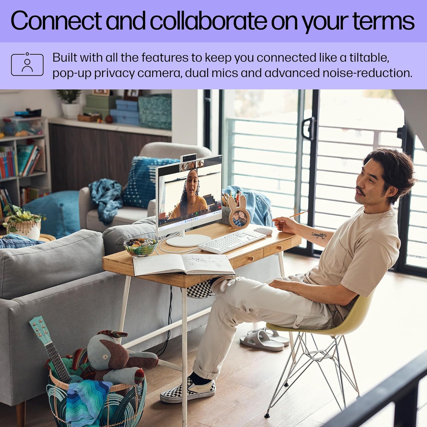 HP 24 Inch All-In-One Desktop PC, FHD Display, AMD Ryzen 5 7520U, 8 GB RAM, 256 GB SSD, AMD Radeon Graphics, Windows 11 Home, 24-Cr0002 (2024)