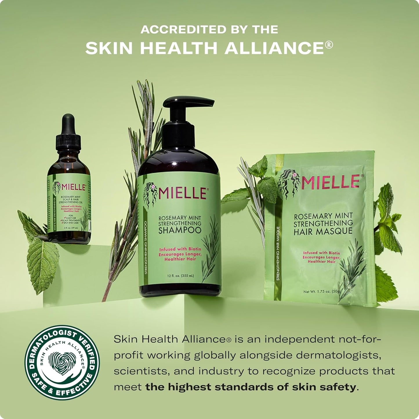 Mielle Organics Rosemary Mint plaukus stiprinanti šampūnas