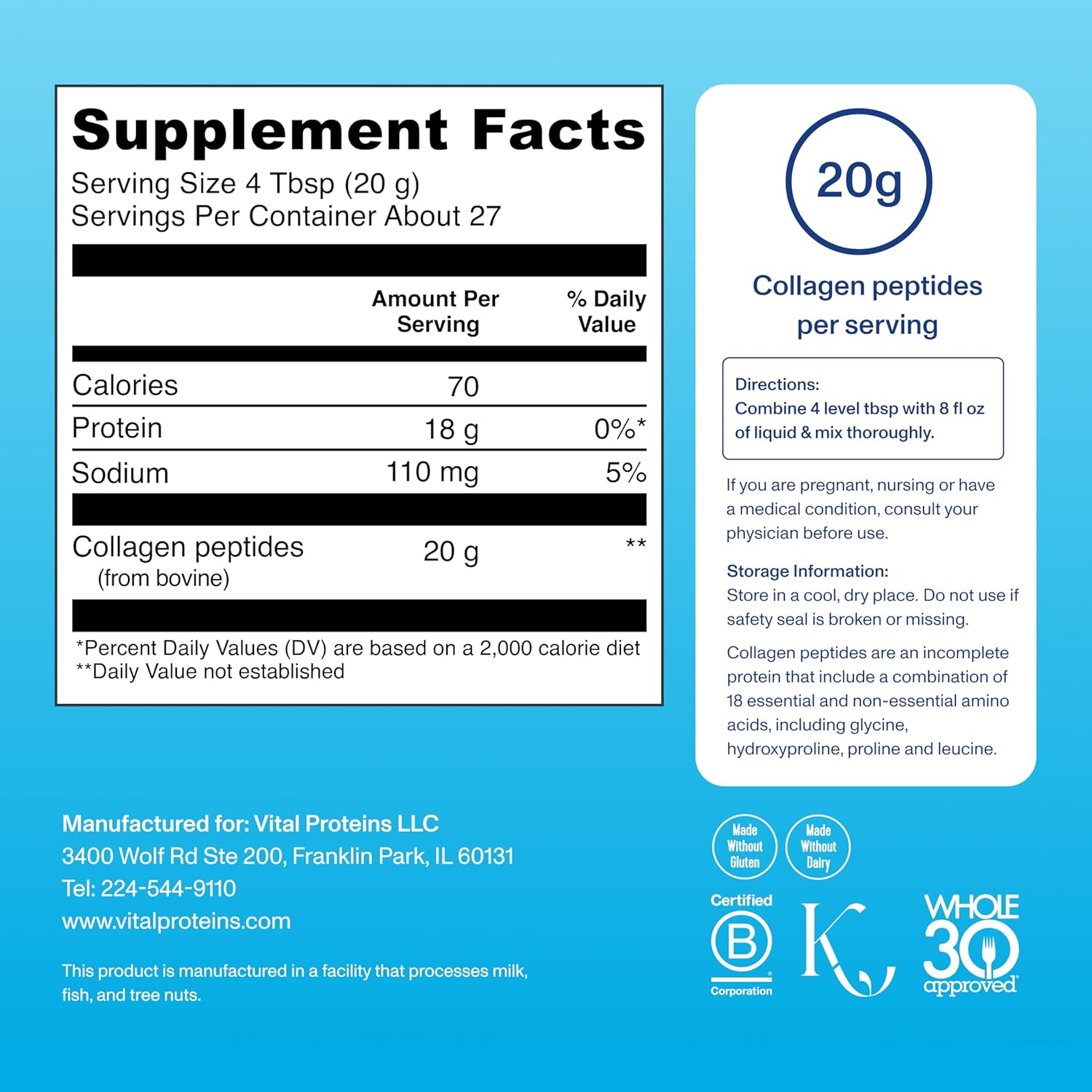 Vital Proteins Kolageno peptidų milteliai