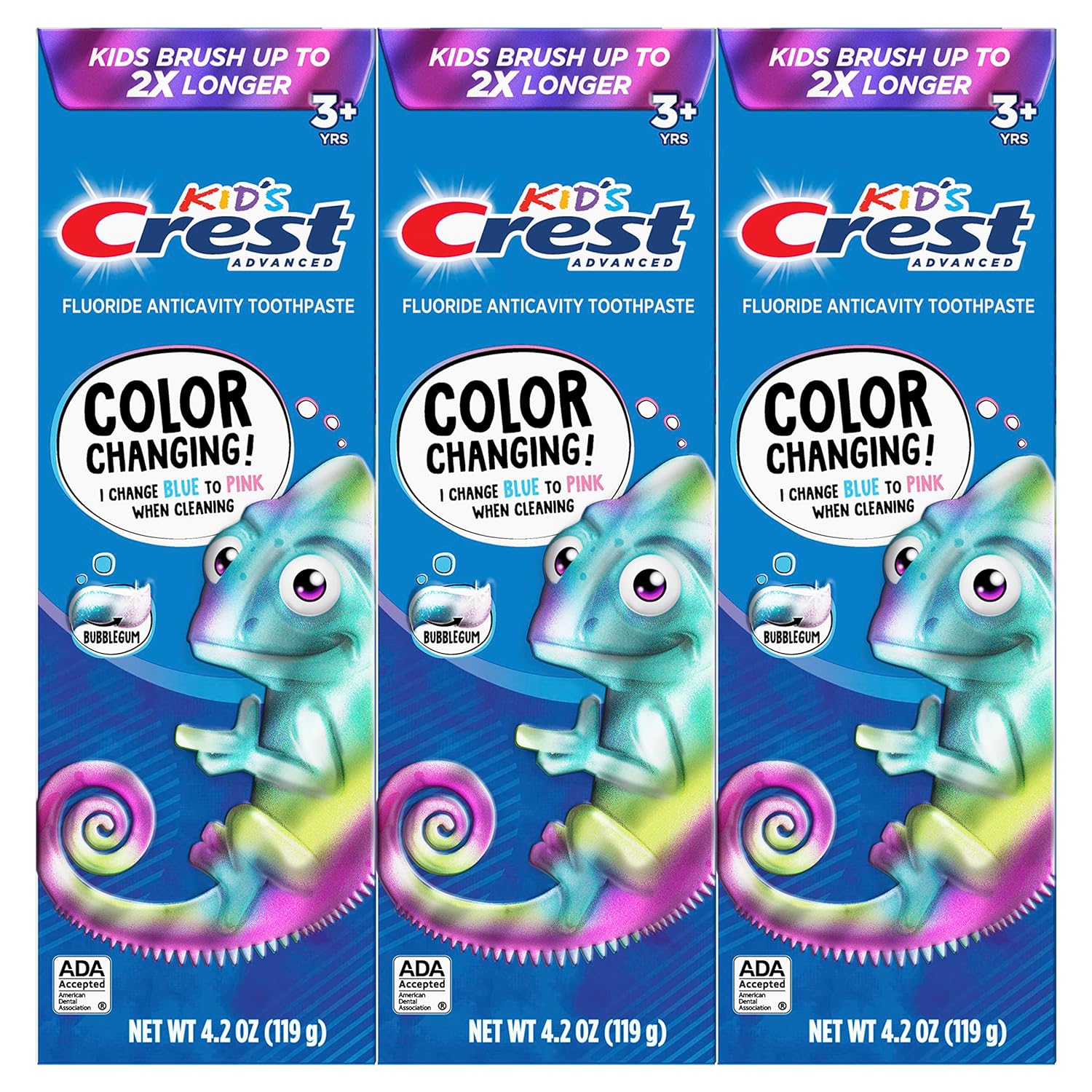 Crest Kid'S Fluoride Toothpaste, Bubblegum Flavor, 4.2 Oz (Pack of 3)