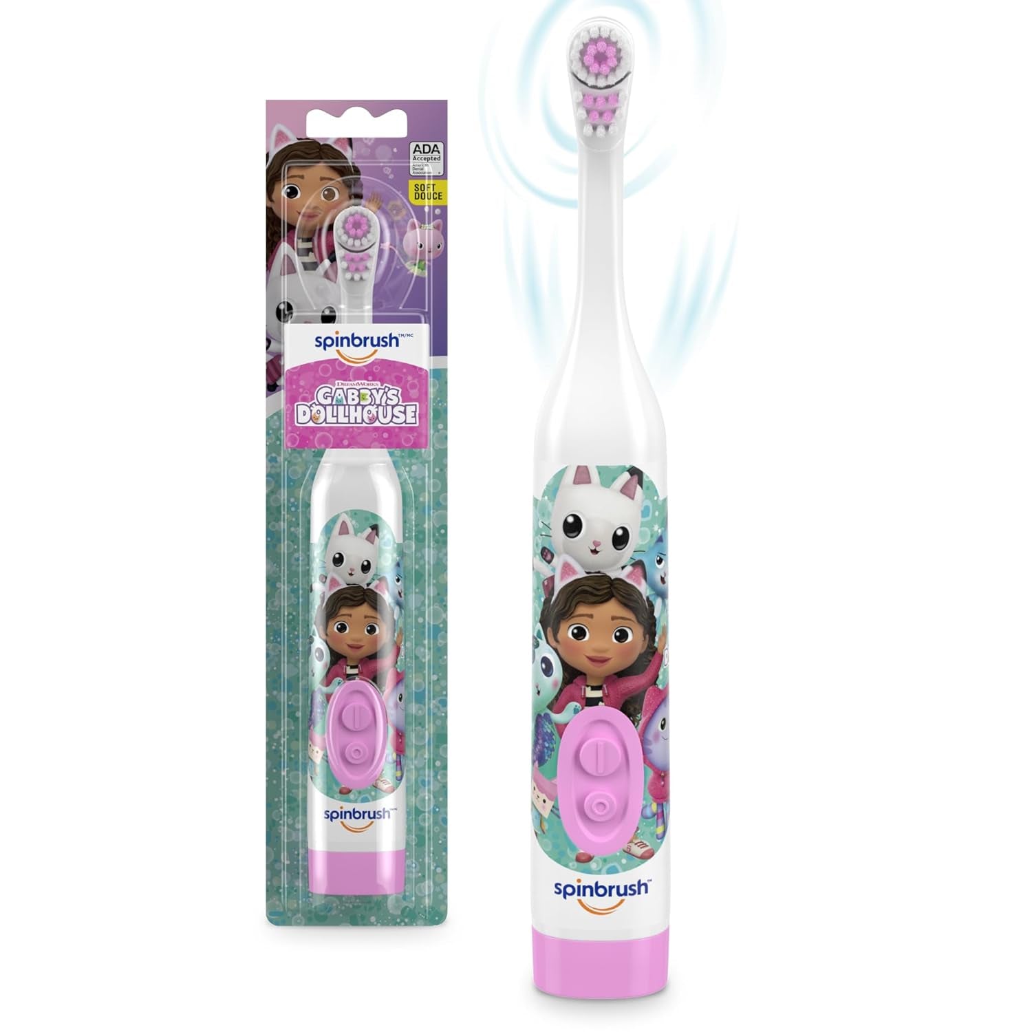 Spinbrush Gabby'S Dollhouse Kids Electric Battery Toothbrush