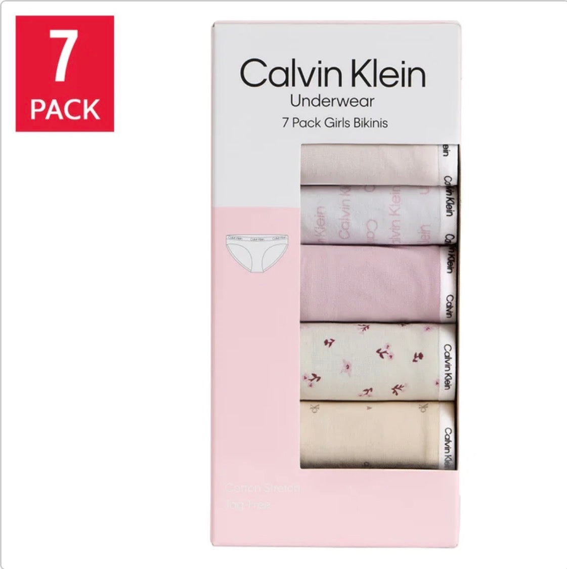 Calvin Klein Girls’ Bikini Underwear, 7-Pack