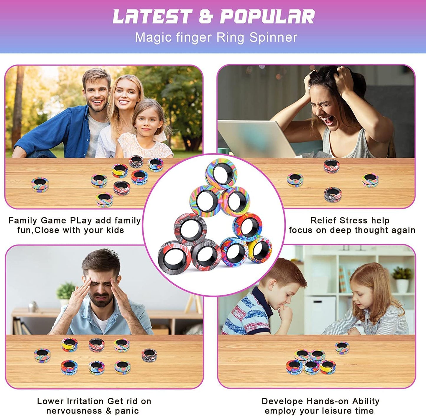 Cevioce 9 vnt. magnetinių žiedų fidget rinkinys