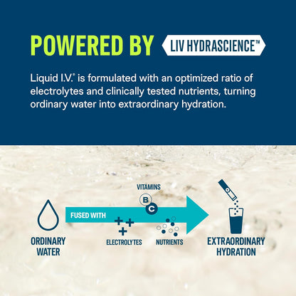 Liquid I.V. Hydration Multiplier elektrolitų gėrimo milteliai, hidratacijos palaikymui, 16 vienkartinių pakelių