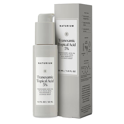 Naturium Tranexamic Topical Acid 5% serumas su kojine rūgštimi, niacinamidu ir saldymedžio šaknimi 