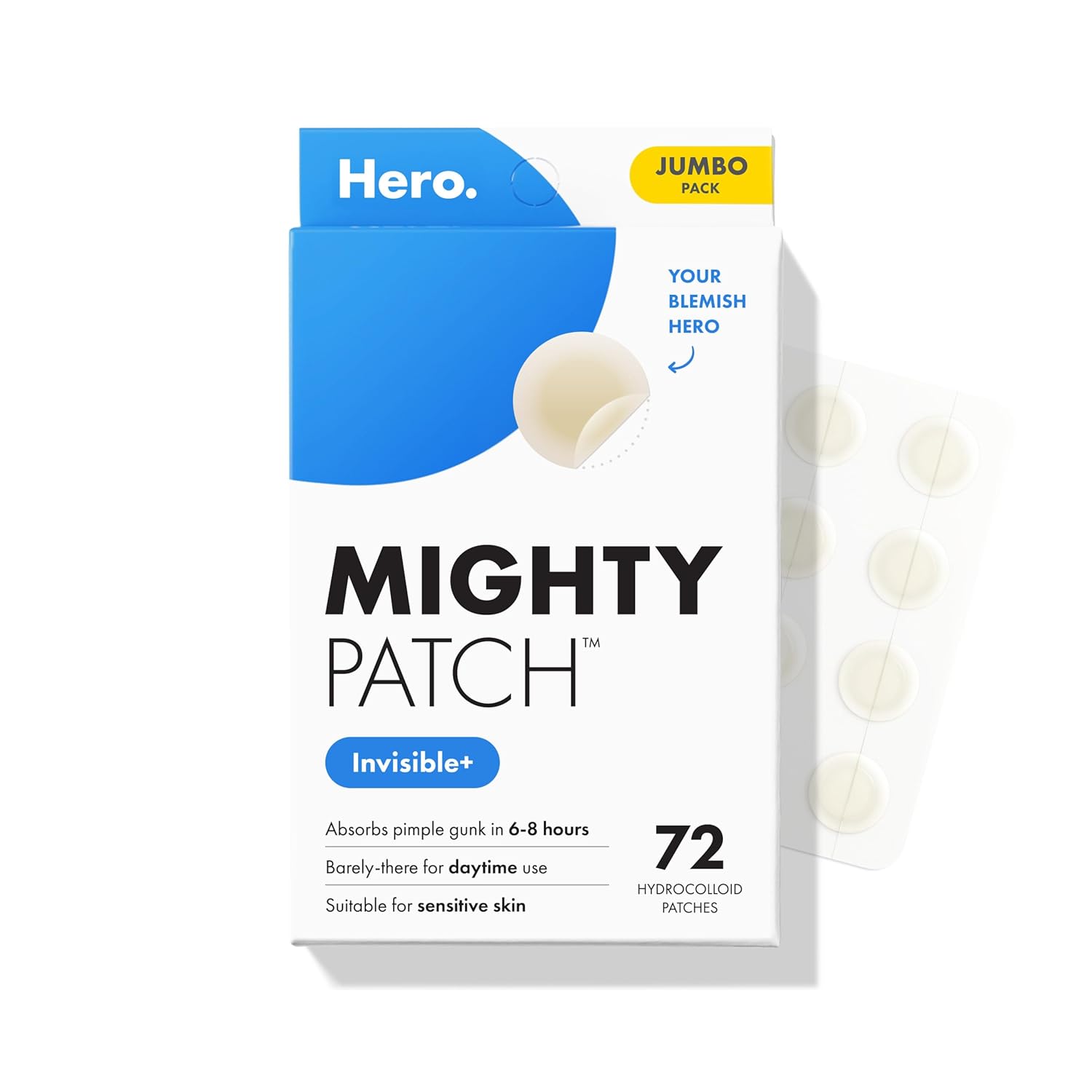 Mighty Patch™ Invisible+ - Dieniniai hidrokoloidiniai pleistrai nuo spuogų, skirti paslėpti spuogus ir dėmeles