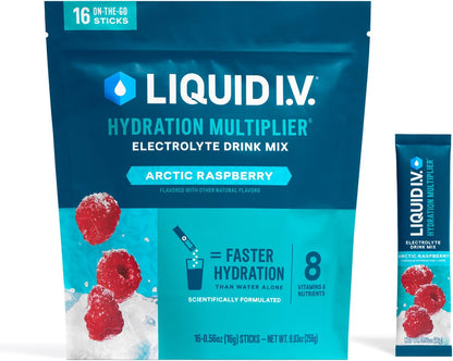 Liquid I.V. Hydration Multiplier elektrolitų gėrimo milteliai, hidratacijos palaikymui, 16 vienkartinių pakelių