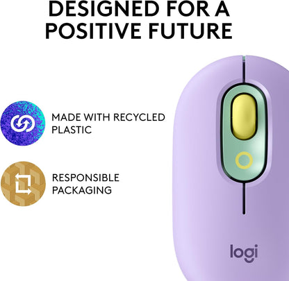 Logitech POP belaidė pelytė Mouse, Wireless Mouse with Customizable Emojis, Silenttouch Technology, Precision/Speed Scroll, Compact Design, Bluetooth, Multi-Device, OS Compatible - Daydream Mint