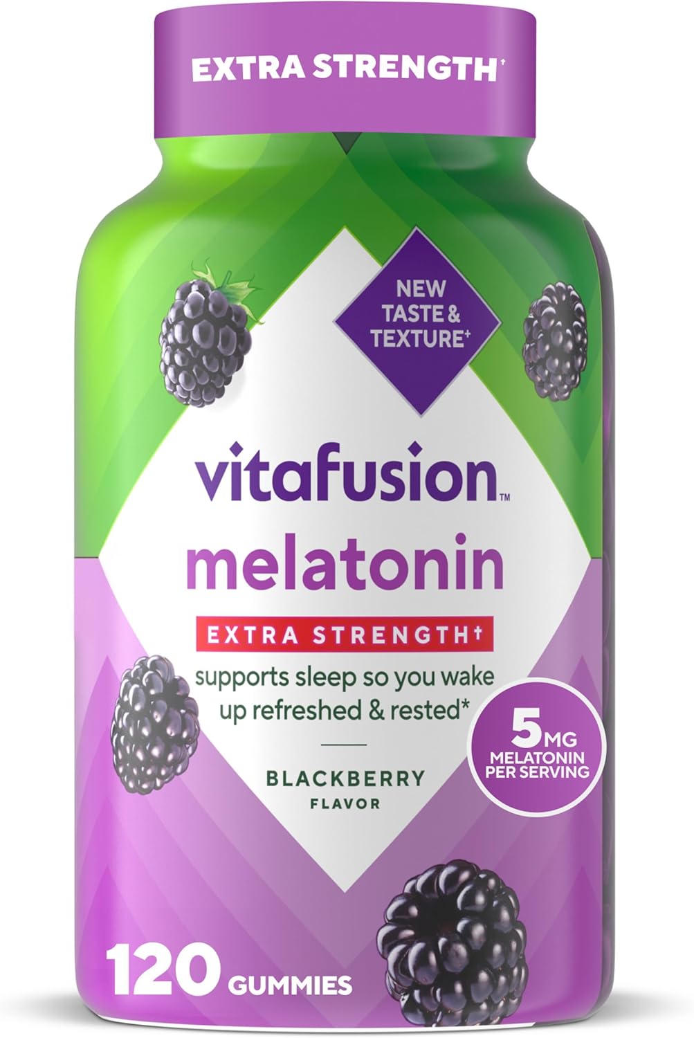 Vitafusion Extra Strength melatonino guminukai, 5 mg, 120 guminukų