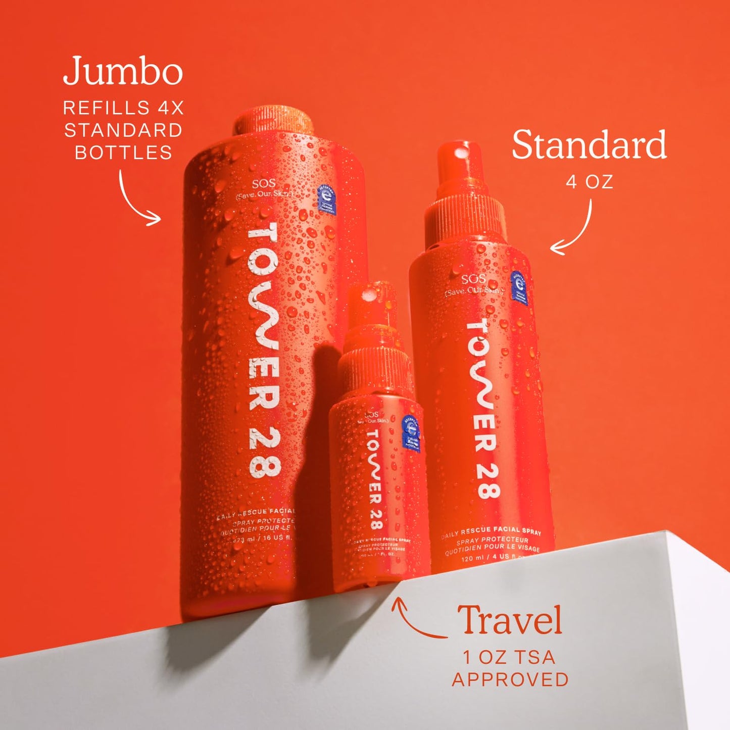 Tower 28 SOS Daily Rescue Facial Spray - Hipochlorido rūgšties purškiklis, padedantis sumažinti paraudimą ir sudirginimą