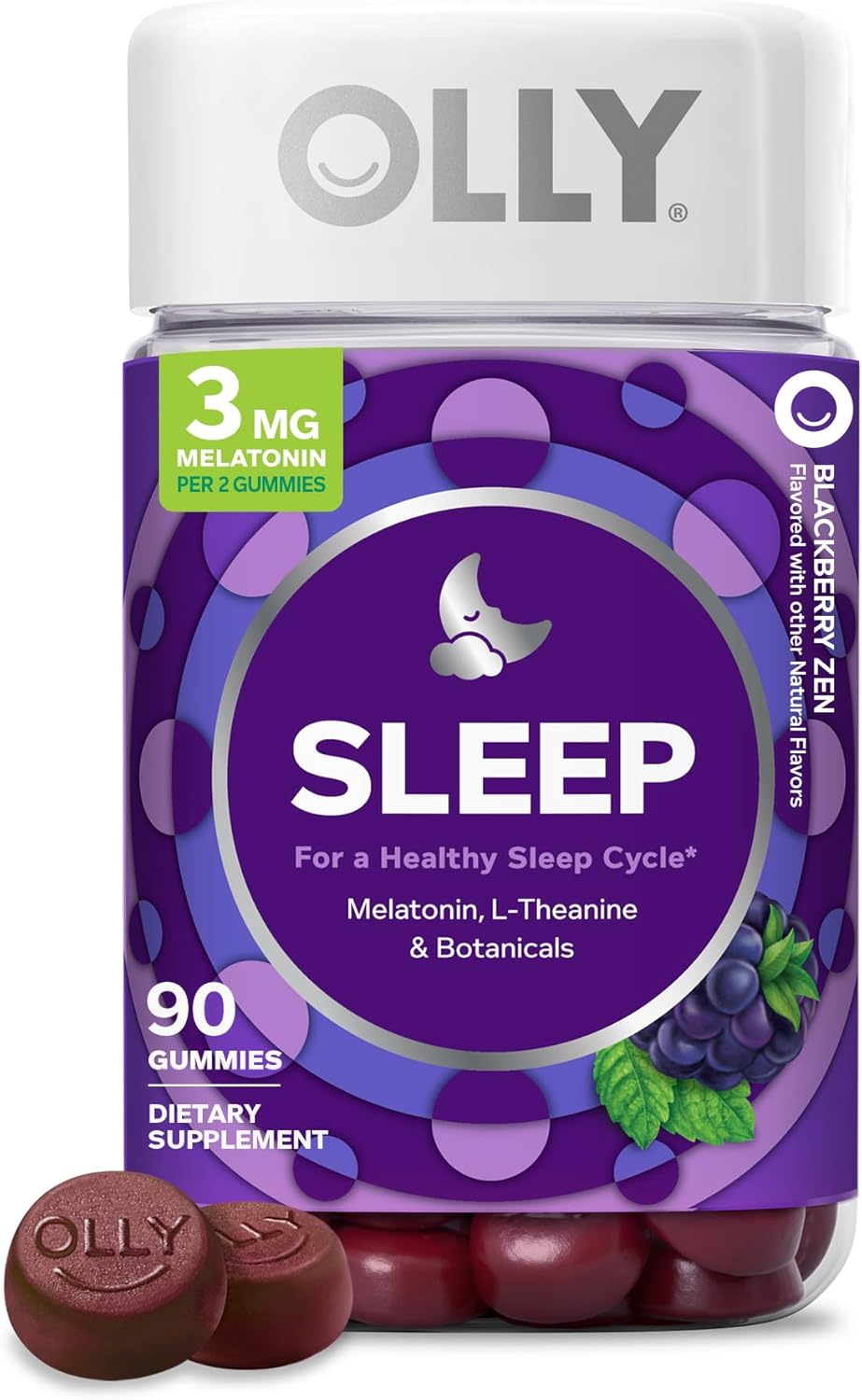 OLLY Sleep guminukai su melatoninu, L-teaninu, ramunėlėmis ir melisa, gervuogių skonio