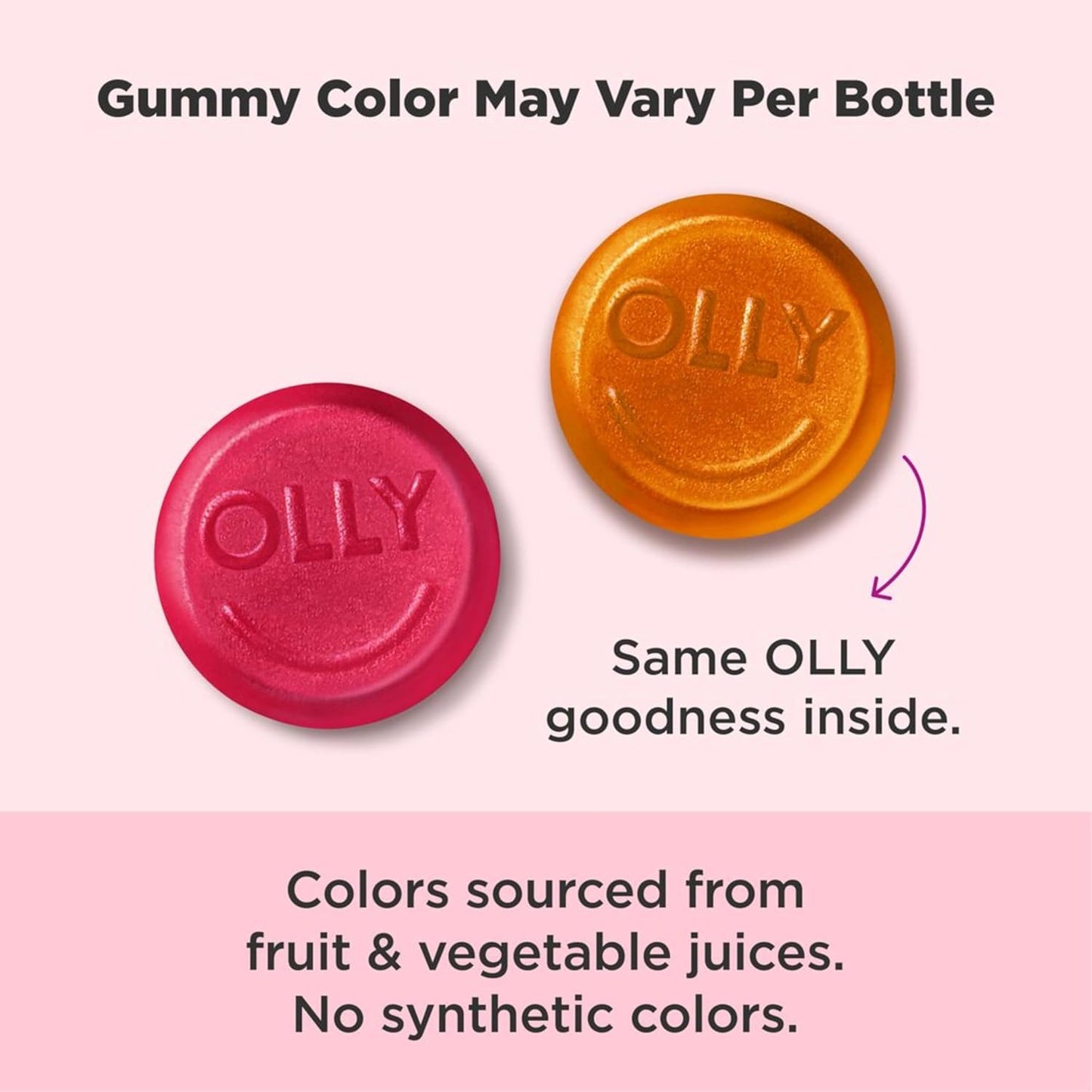 OLLY Undeniable Beauty plaukų, odos ir nagų guminukai, 2500 mcg biotino, su keratinu ir vitaminu C, greipfrutų skonio
