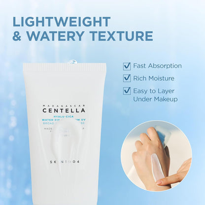 SKIN1004 Madagascar Centella Hyalu-Cica Water-Fit Sun Serum SPF 50 apsauginis kremas nuo saulės, 50 ml