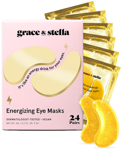grace & stella Energizing paakių kaukės nuo paburkimo ir tamsių ratilų (24 poros)