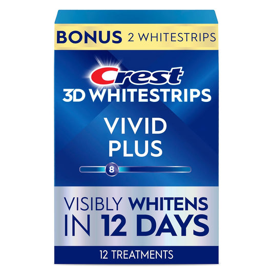 Crest 3D Whitestrips Vivid Plus dantų balinimo juostelės, 12 procedūrų 