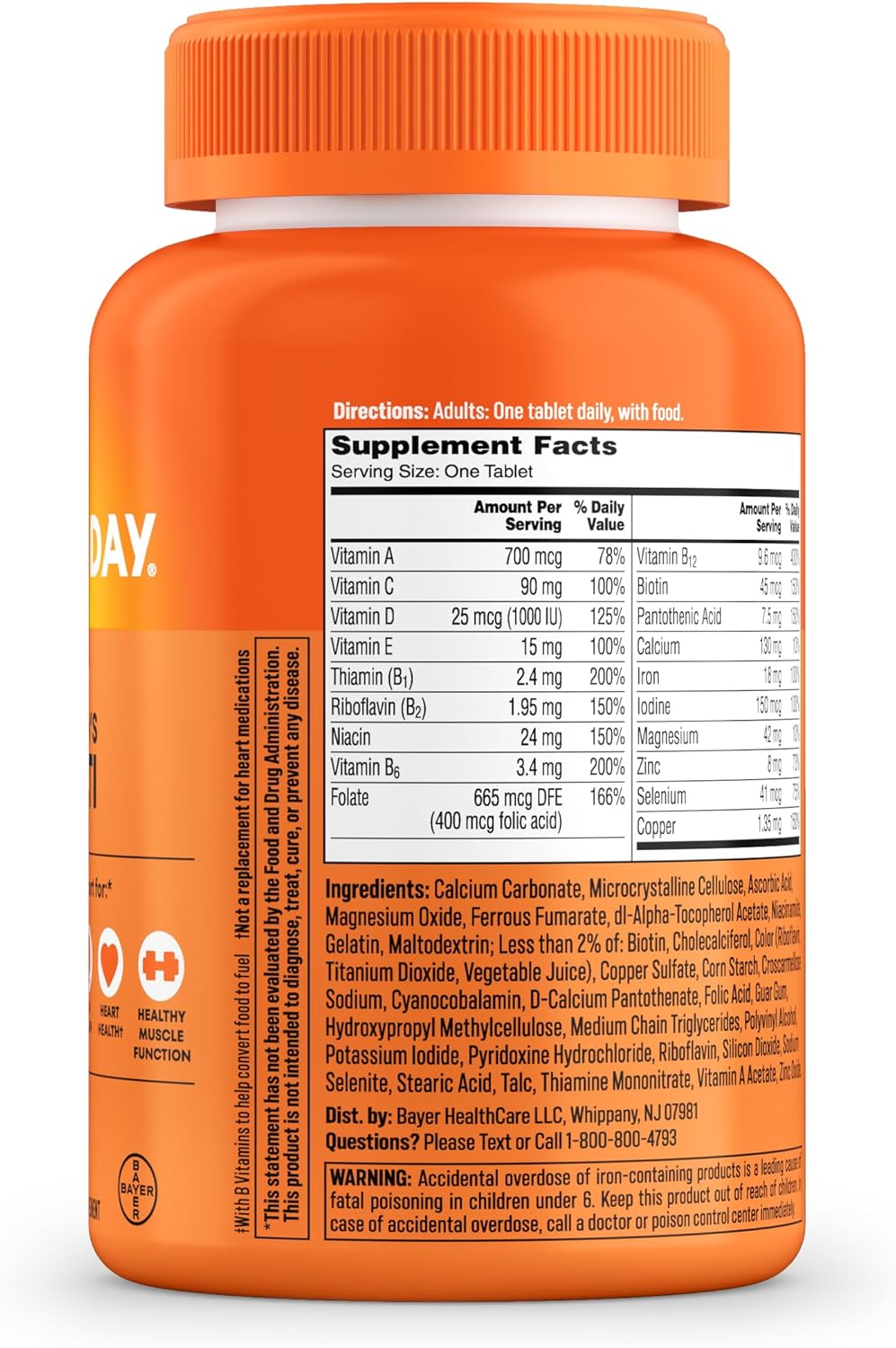 One A Day moterų multivitaminai su biotinu, kalciu, folio rūgštimi, geležimi ir cinku, 200 tablečių