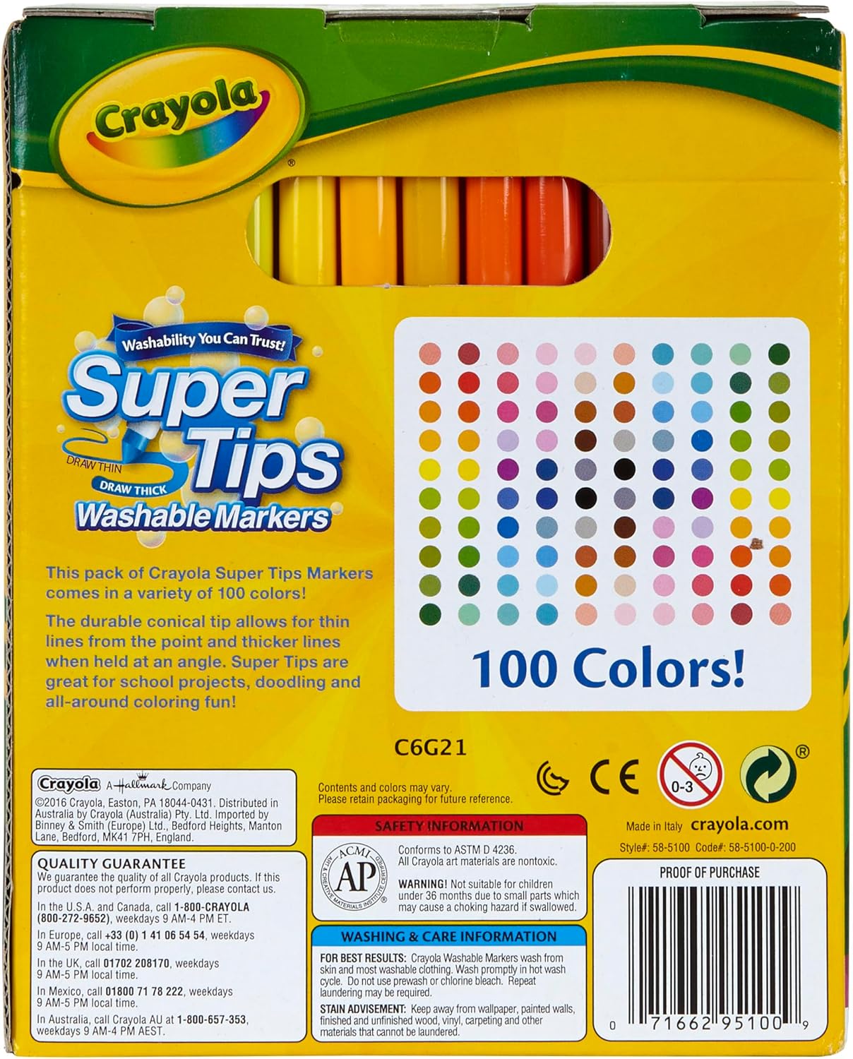 Crayola itin ploni žymekliai, 100 vnt.