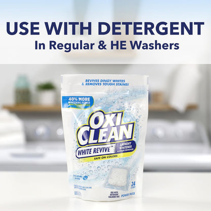 OxiClean White Revive skalbinių baliklio ir dėmių valiklio kapsulės, 24 vnt.