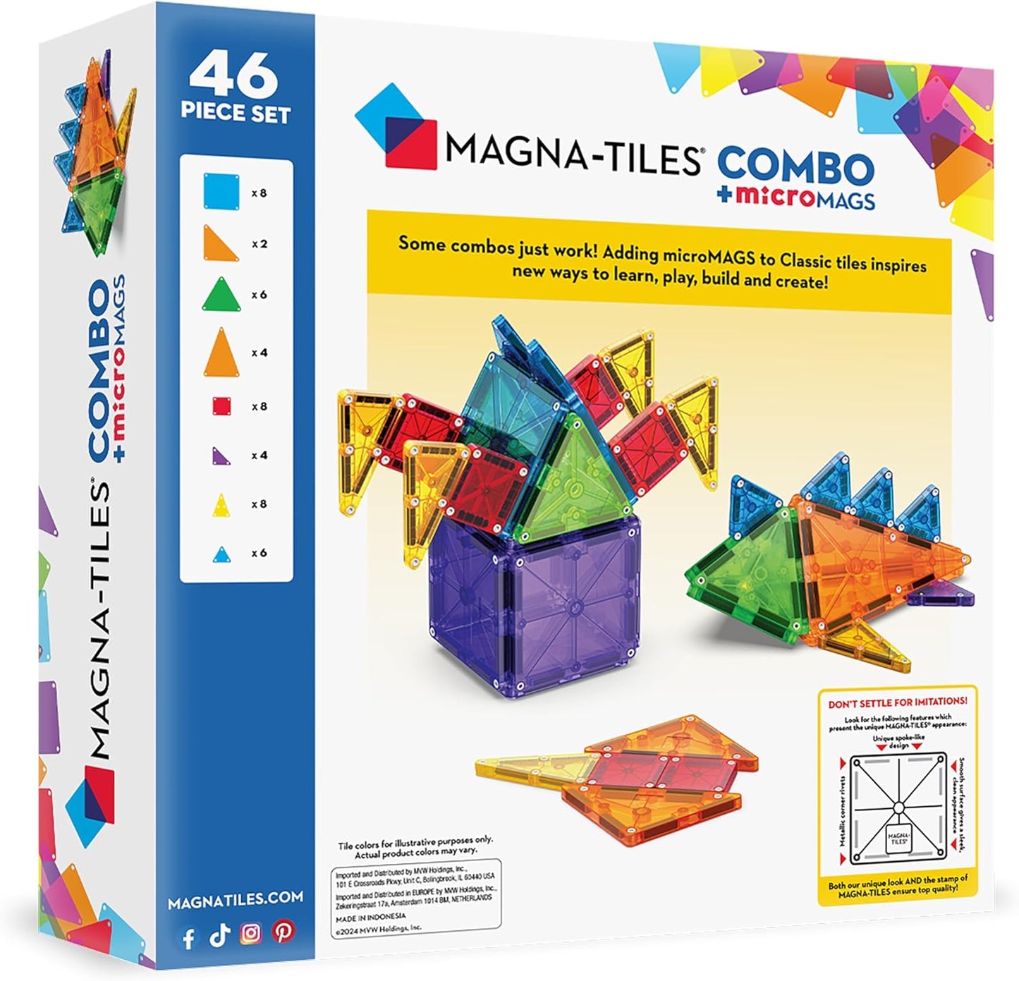 MAGNA-TILES magnetinių konstravimo kaladėlių rinkinys kūrybiškam STEM mokymuisi