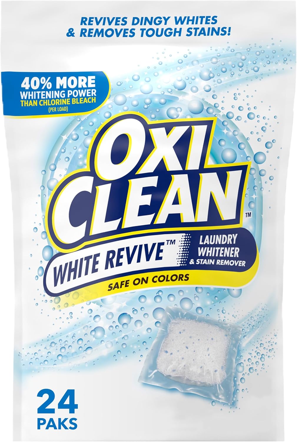 OxiClean White Revive skalbinių baliklio ir dėmių valiklio kapsulės, 24 vnt.