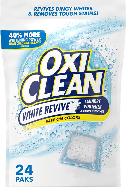 OxiClean White Revive skalbinių baliklio ir dėmių valiklio kapsulės, 24 vnt.
