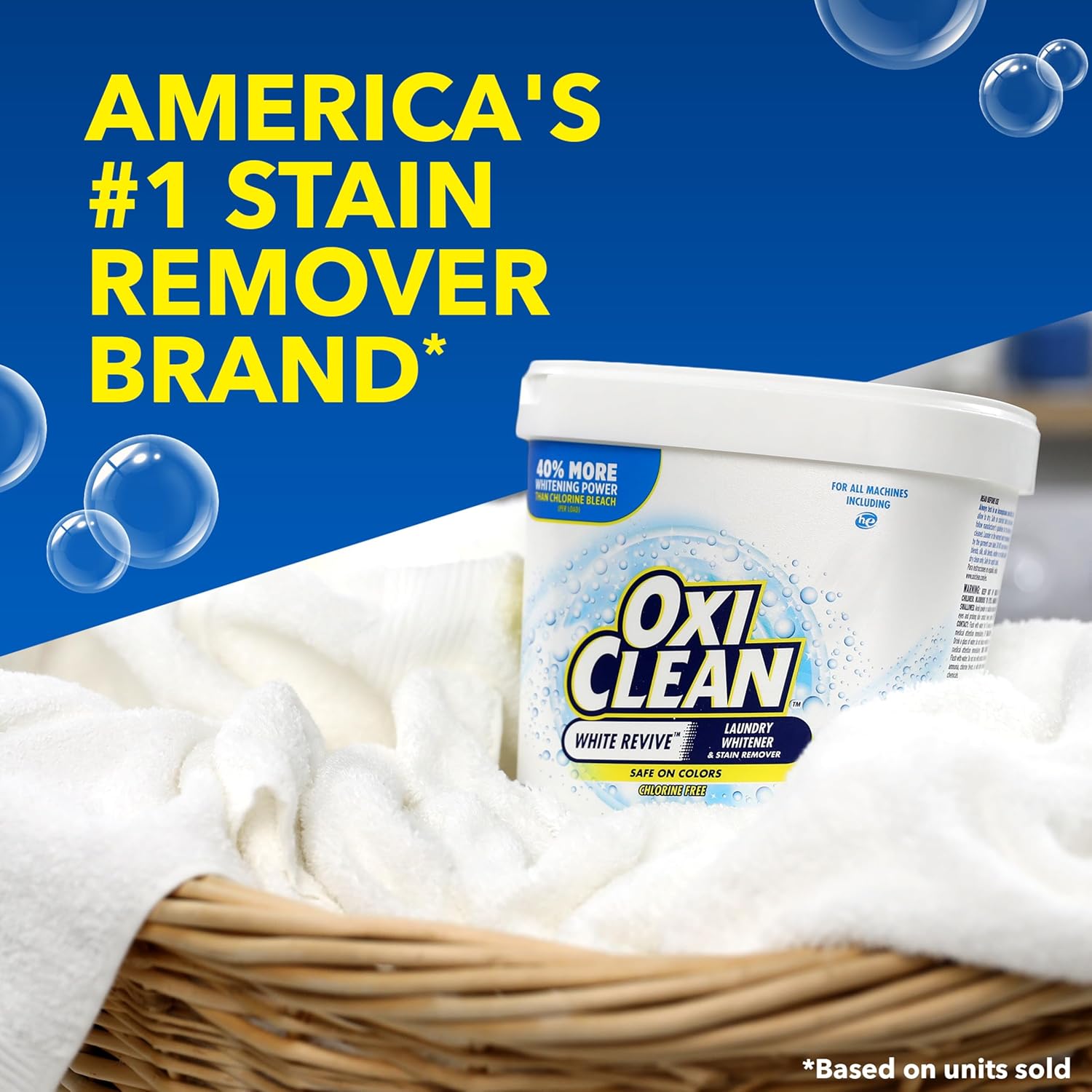 OxiClean White Revive skalbinių baliklio ir dėmių valiklio kapsulės, 24 vnt.
