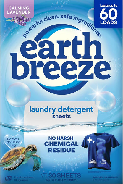 Earth Breeze ekologiški skalbimo lakšteliai, 30 lakštelių (iki 60 skalbimų)