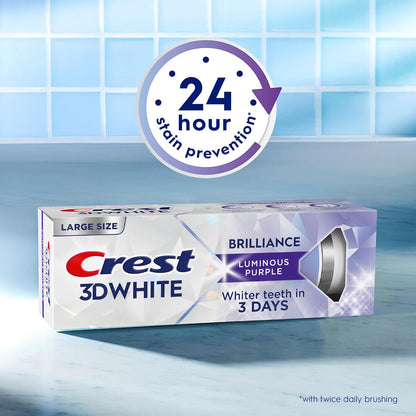 Crest 3D White Brilliance Luminous Purple balinanti dantų pasta, 3 vnt.