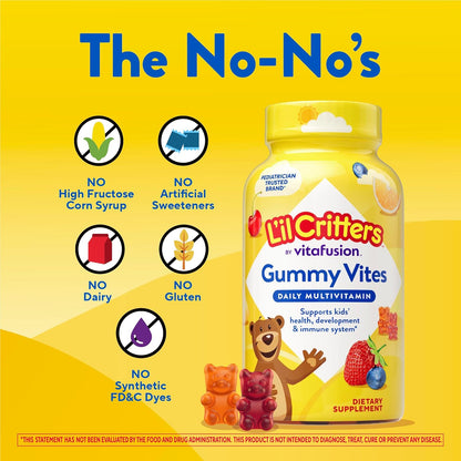 L’il Critters Gummy Vites kasdieniai multivitaminų guminukai vaikams su vitaminais C, D, A ir E, 190 guminukų