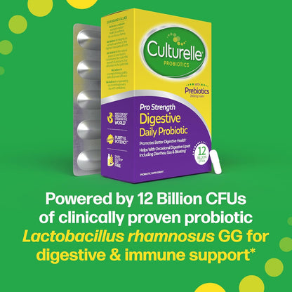 Culturelle Pro Strength kasdieniai probiotikai su prebiotikais virškinimo sistemos sveikatai, 60 kapsulių