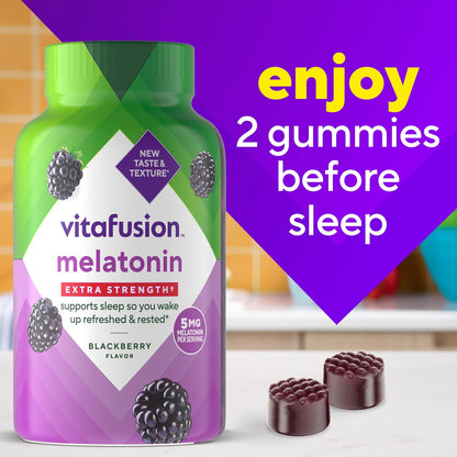 Vitafusion Extra Strength melatonino guminukai, 5 mg, 120 guminukų