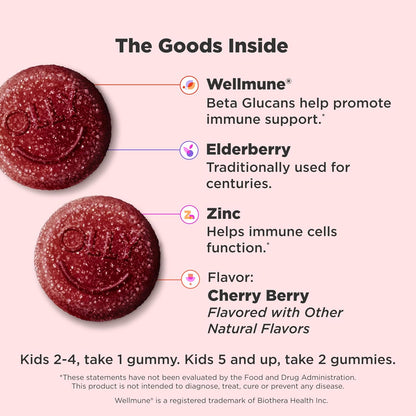 OLLY Kids Immunity guminukai vaikams su šeivamedžiu, vitaminu C ir cinku, imuninės sistemos palaikymui, 50 guminukų