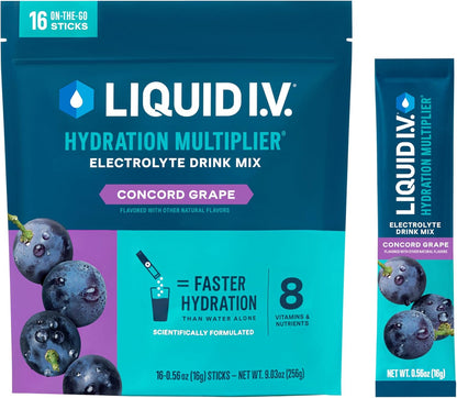 Liquid I.V. Hydration Multiplier elektrolitų gėrimo milteliai, hidratacijos palaikymui, 16 vienkartinių pakelių