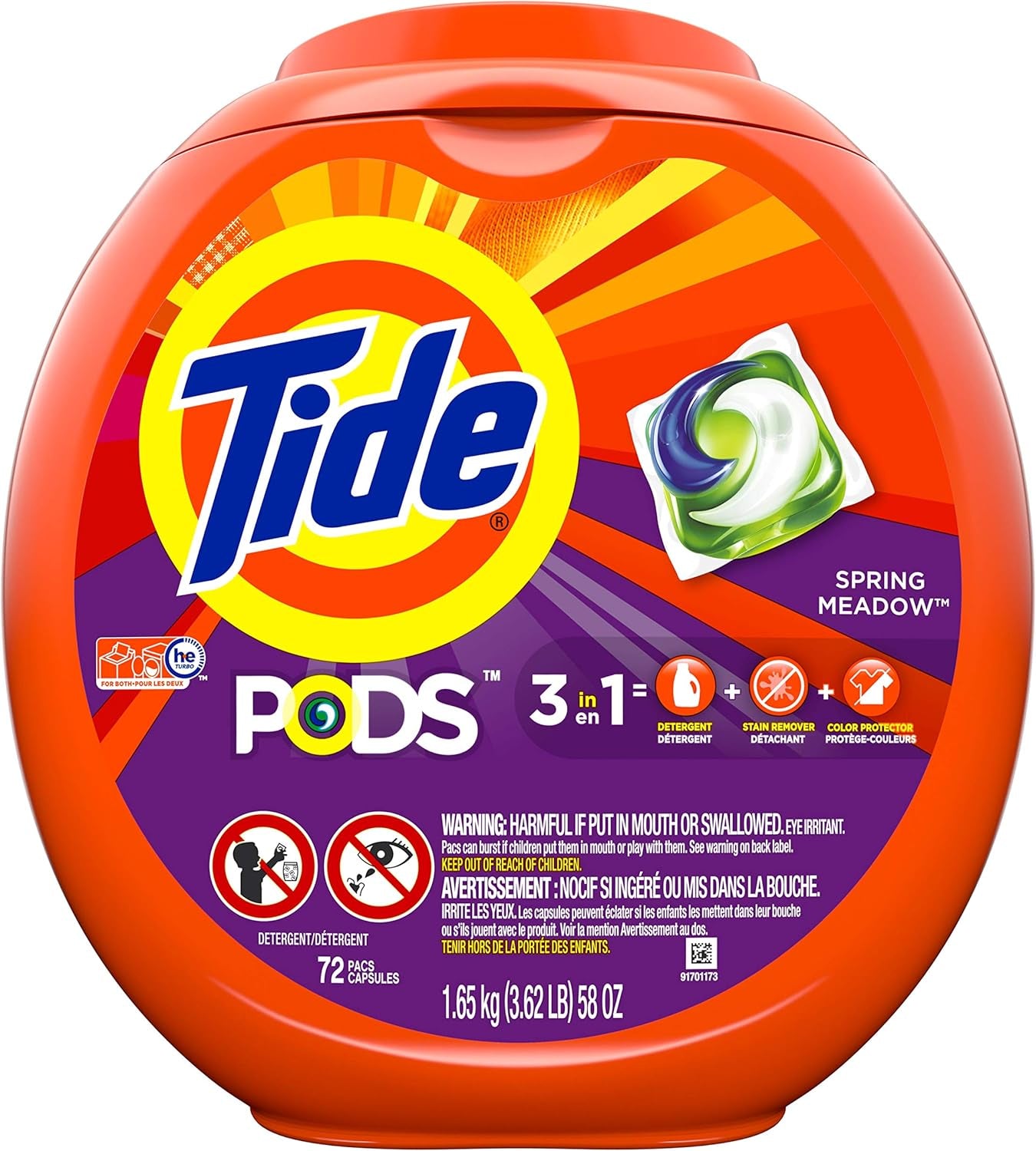 Tide PODS 3 viename skalbimo kapsulės – dėmių valiklis, kvapų neutralizatorius ir spalvų apsauga, 42 vnt.